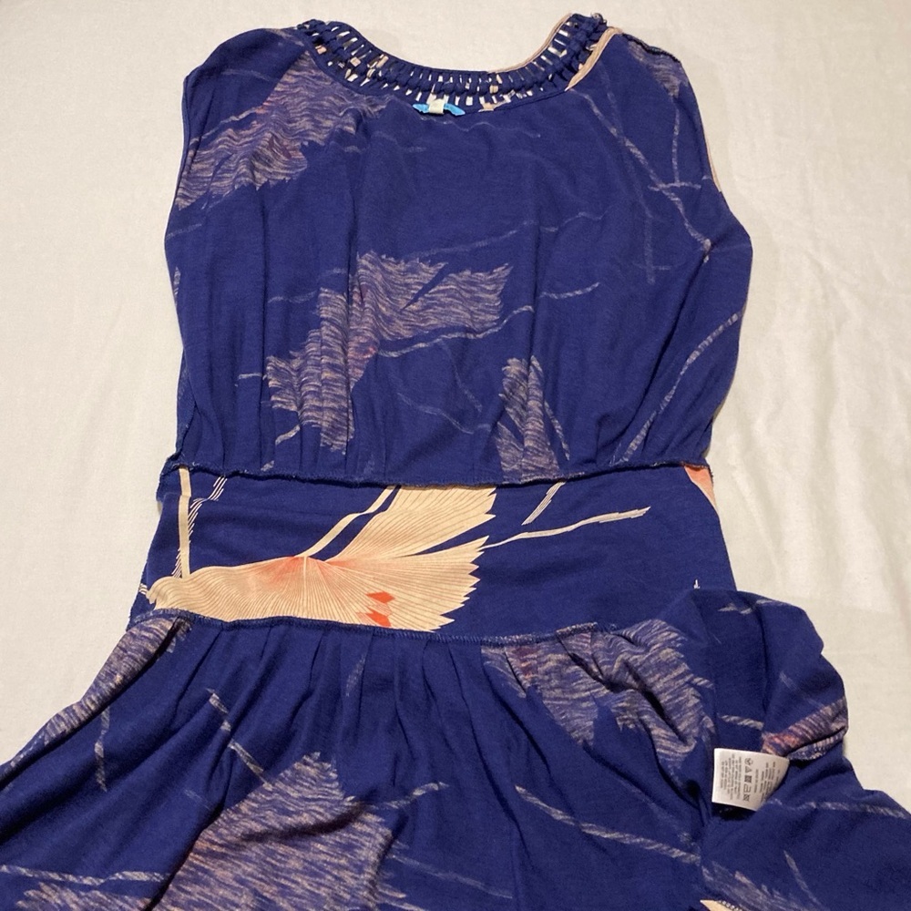 Leifnotes by Anthropologie Navy Blue Sleeveless Knit Dress with‎ Floral Print - Picture 10 of 13